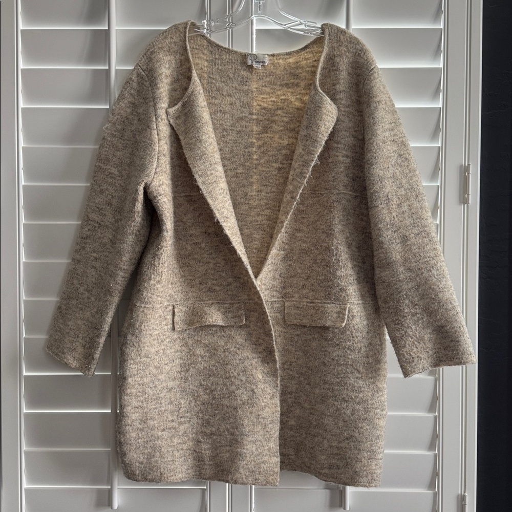 Porsesa wool blend cardigan jacket in oatmeal